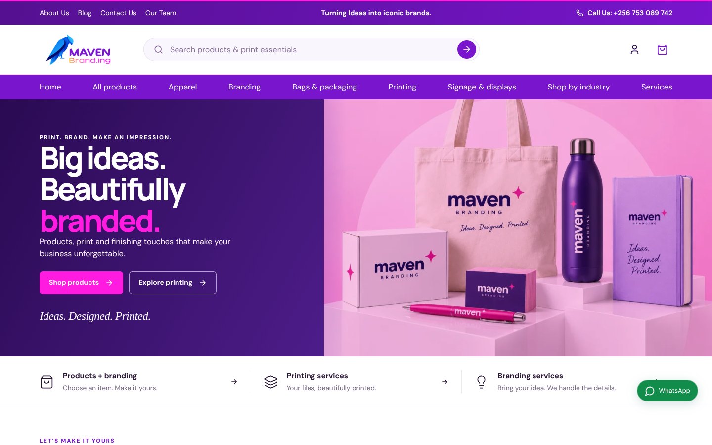 Maven Branding home page on PrintDesk
